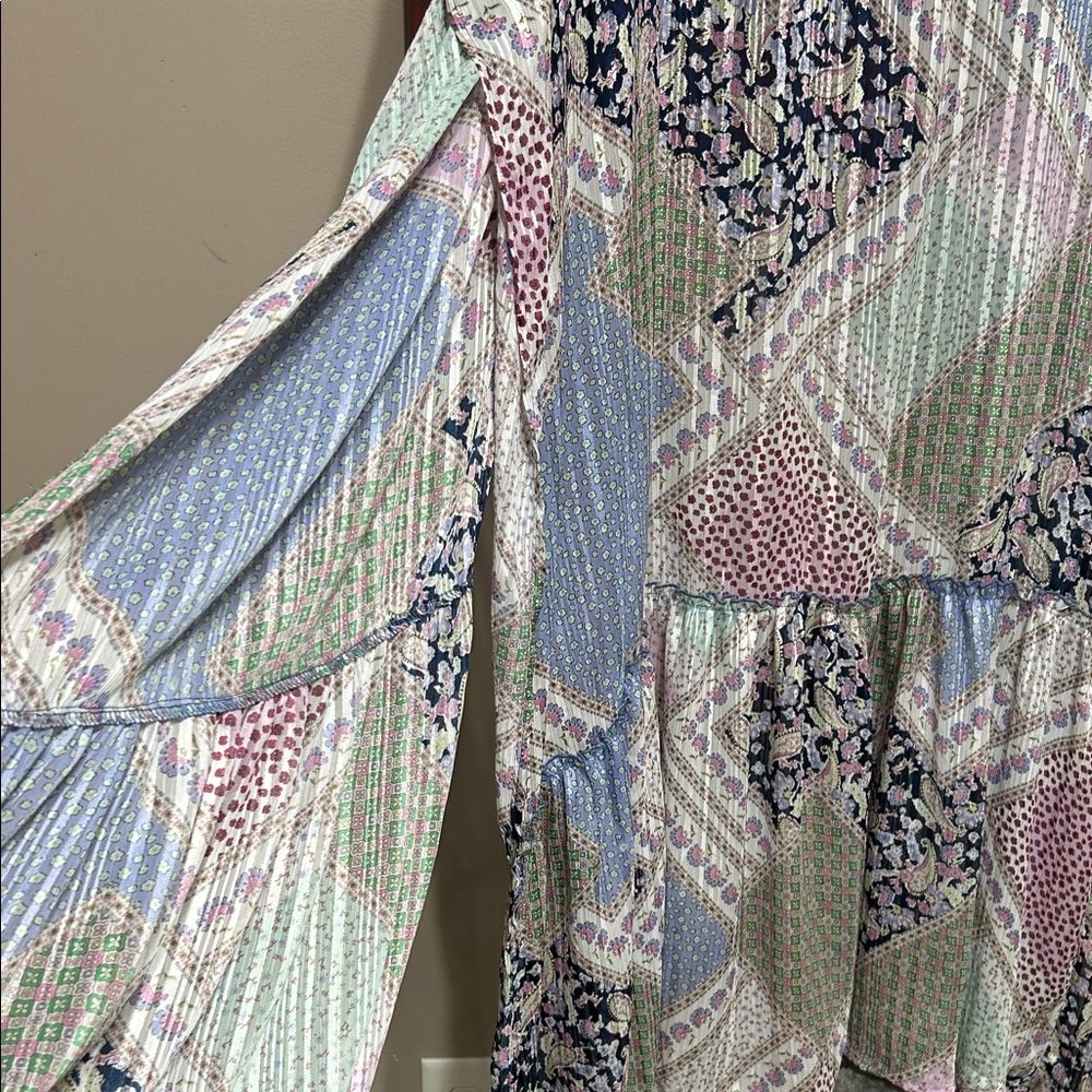 Three Bird Nest Floral Patchwork Long Kimono In P… - image 7